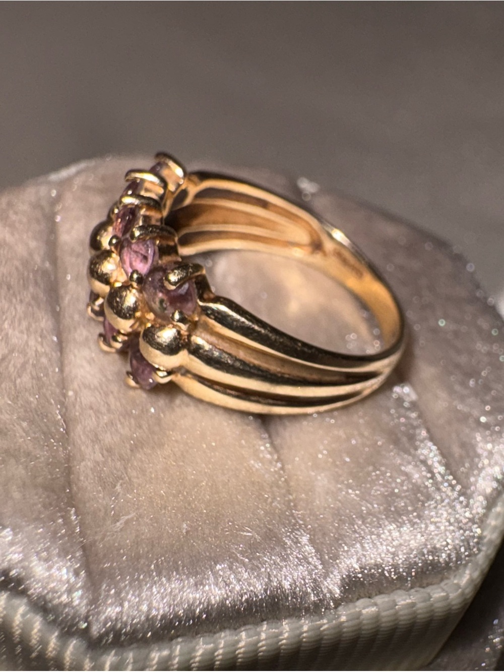 10K Gold Cluster Ring with Purple Gems 💍✨
